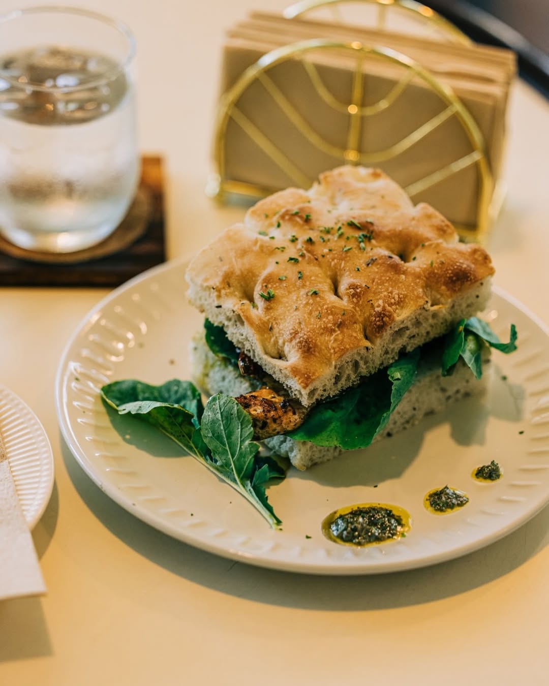 Pesto Chicken focaccia sandwich